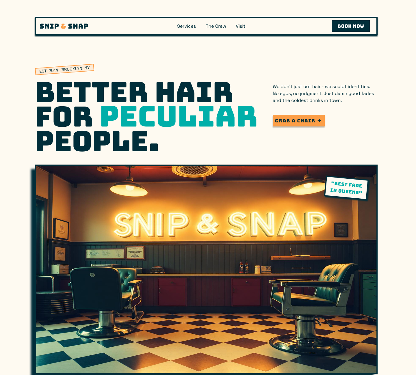 Snip & Snap barbershop website design